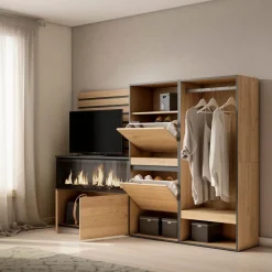 Aparador Kroma con zapatero y vestidor abierto 145x227,2x35 cm