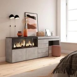 Aparador Kroma tocador con chimenea izquierda 75x223,9x35 cm