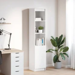 Aparador León 5 estantes + puerta blanco 180x37,5x35 cm