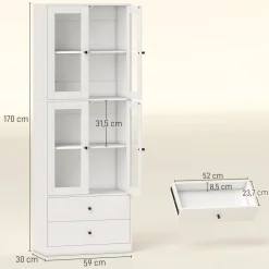Aparador Ligna Homcom 4 puertas con 2 cajones blanco 170x59x30 cm