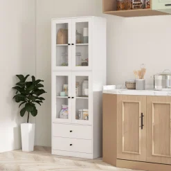 Aparador Ligna Homcom 4 puertas con 2 cajones blanco 170x59x30 cm