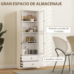 Aparador Ligna Homcom 4 puertas con 2 cajones blanco 170x59x30 cm