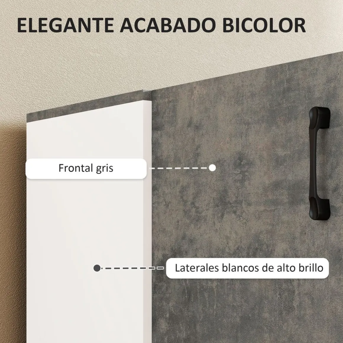 Aparador Liora Homcom 2 puertas gris 80x80x37 cm