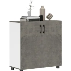 Aparador Liora Homcom 2 puertas gris 80x80x37 cm