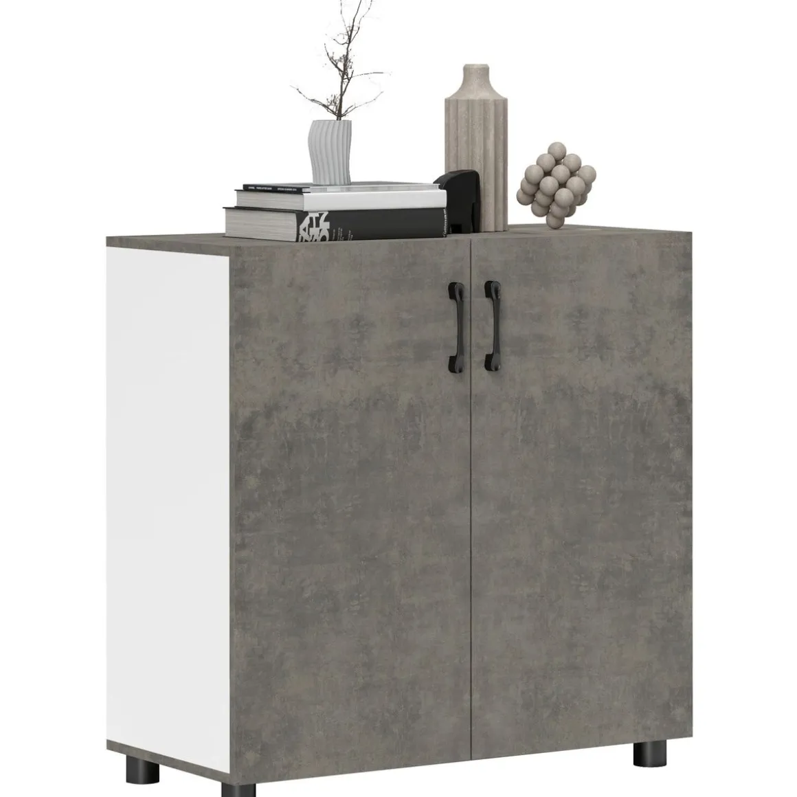 Aparador Liora Homcom 2 puertas gris 80x80x37 cm