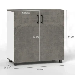 Aparador Liora Homcom 2 puertas gris 80x80x37 cm
