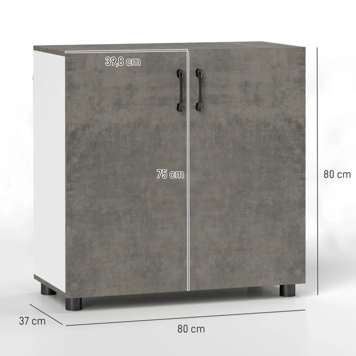 Aparador Liora Homcom 2 puertas gris 80x80x37 cm