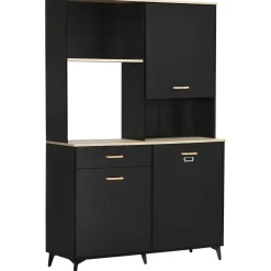Aparador Luna Homcom 3 puertas + 1 cajón + estante negro 180x119x41 cm