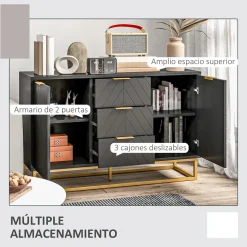 Aparador Luxor Homcom 3 cajones + 2 armarios 76x120x40 cm