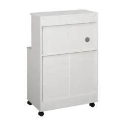 Aparador Miel Homcom 1 armario con ruedas blanco 97x60,4x40,3 cm