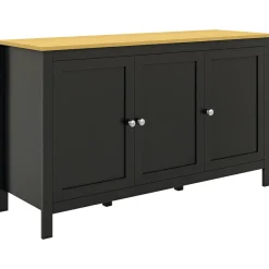 Aparador Montreau Homcom 3 puertas con estantes ajustables negro/natural 70x120x40 cm