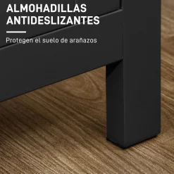 Aparador Montreau Homcom 3 puertas con estantes ajustables negro/natural 70x120x40 cm
