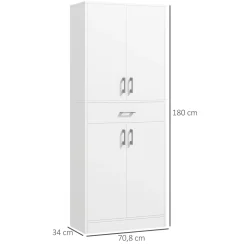 Aparador Mouse Homcom 4 puertas + 1 cajón blanco 180x70,8x34 cm