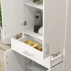 Aparador Mouse Homcom 4 puertas + 1 cajón blanco 180x70,8x34 cm