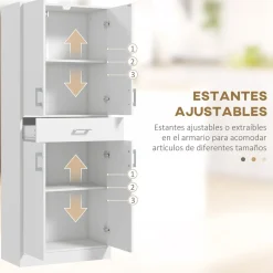Aparador Mouse Homcom 4 puertas + 1 cajón blanco 180x70,8x34 cm