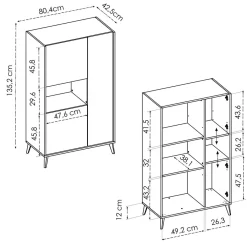 Aparador Ness 3 puertas con compartimento 135x81x43 cm