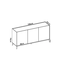 Aparador Ness con 3 puerta 75x155x43 cm