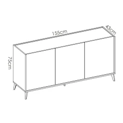 Aparador Ness con 3 puerta 75x155x43 cm