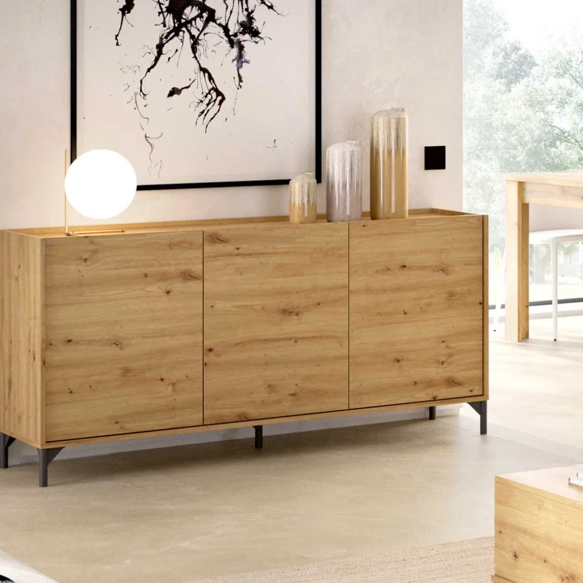 Aparador Ness con 3 puerta 75x155x43 cm