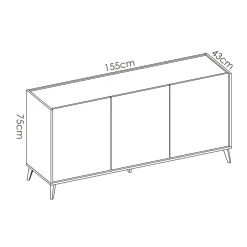 Aparador Ness con 3 puerta 75x155x43 cm