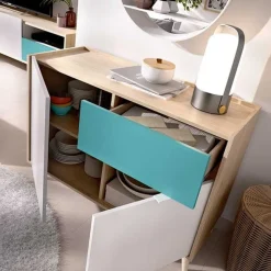 Aparador Nova 2 puertas con cajón multicolor 75x105x43 cm