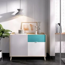 Aparador Nova 2 puertas con cajón multicolor 75x105x43 cm