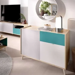 Aparador Nova 2 puertas con cajón multicolor 75x105x43 cm