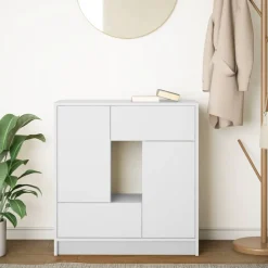 Aparador Oval 2 puertas + 2 cajones + compartimento blanco 74,5x70,5x34 cm