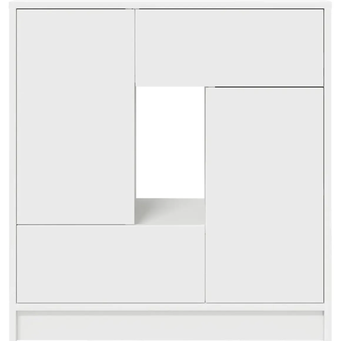 Aparador Oval 2 puertas + 2 cajones + compartimento blanco 74,5x70,5x34 cm