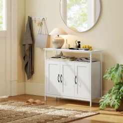 Aparador Polaris Homcom 3 puertas con estante blanco 88x100x35 cm
