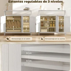 Aparador Polaris Homcom 3 puertas con estante blanco 88x100x35 cm