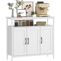 Aparador Polaris Homcom 3 puertas con estante blanco 88x100x35 cm