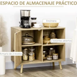 Aparador Priscila Homcom 2 compartimentos + armario natural 70x80x39 cm