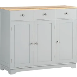 Aparador Refugio Homcom 3 puertas con 3 cajones gris 85x101x40 cm