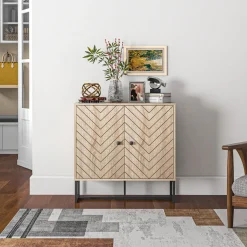 Aparador Ricote Homcom 2 puertas natural 80x80x29,5 cm