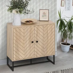 Aparador Ricote Homcom 2 puertas natural 80x80x29,5 cm