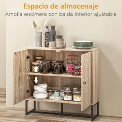 Aparador Ricote Homcom 2 puertas natural 80x80x29,5 cm