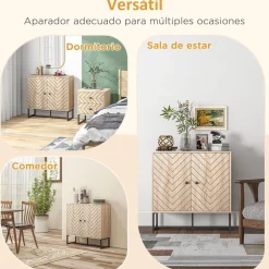 Aparador Ricote Homcom 2 puertas natural 80x80x29,5 cm
