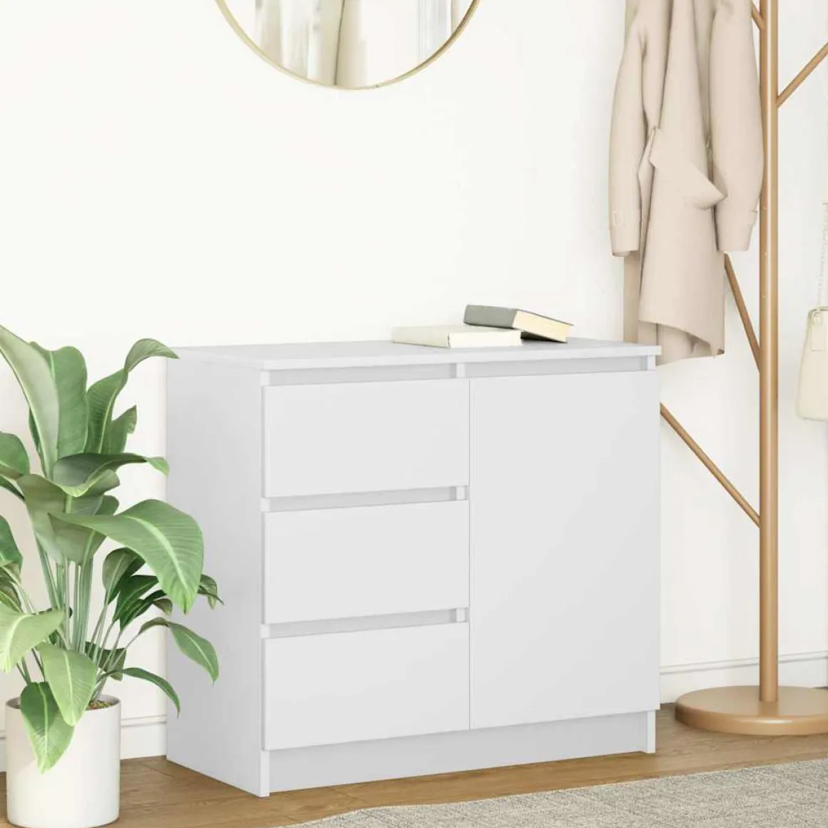 Aparador Risco puerta + 3 cajones blanco 65x71x35 cm
