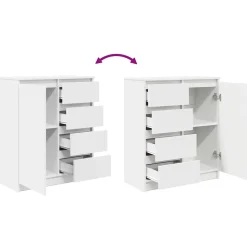 Aparador Rizo puerta + 4 cajones blanco 84x71x35 cm