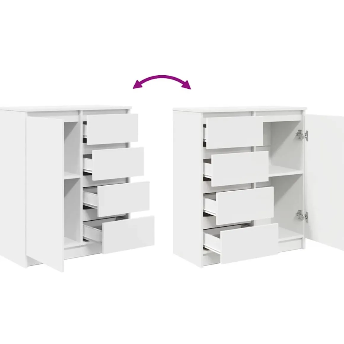 Aparador Rizo puerta + 4 cajones blanco 84x71x35 cm