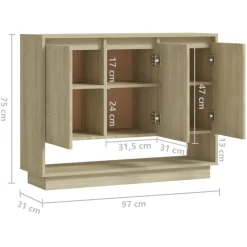 Aparador Roma 3 puertas + estante 75x97x31 cm