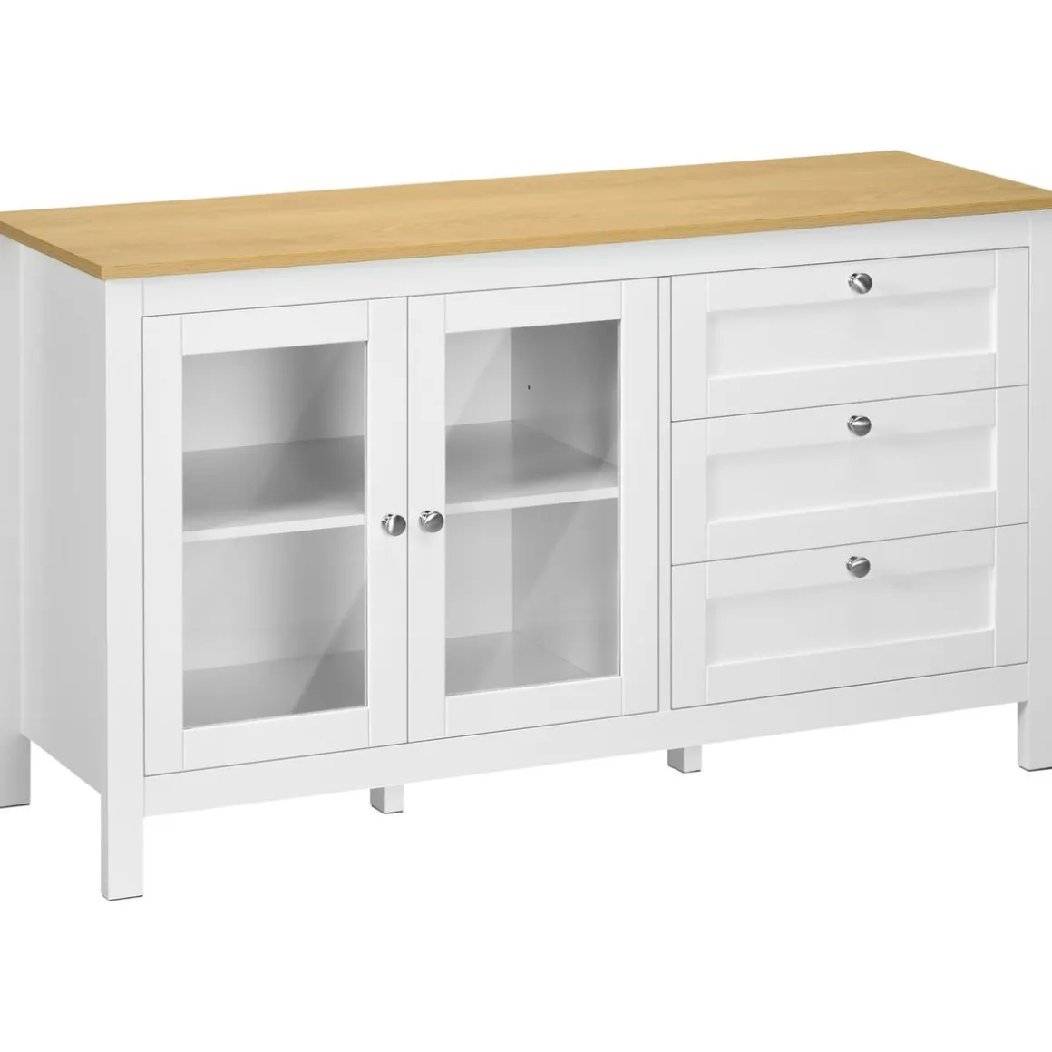 Aparador San Blas Homcom 2 puertas + 3 cajones blanco/natural 70x120x40 cm