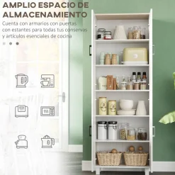 Aparador Selenita Homcom 2 armarios blanco 170,5x60x30 cm
