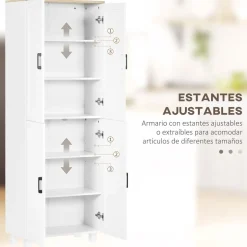 Aparador Selenita Homcom 2 armarios blanco 170,5x60x30 cm