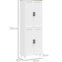Aparador Selenita Homcom 2 armarios blanco 170,5x60x30 cm