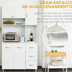 Aparador Serrano Homcom 3 cajones + 4 puertas blanco 183,5x100x39,5 cm