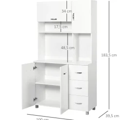 Aparador Serrano Homcom 3 cajones + 4 puertas blanco 183,5x100x39,5 cm