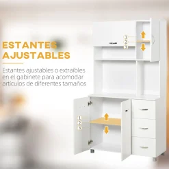 Aparador Serrano Homcom 3 cajones + 4 puertas blanco 183,5x100x39,5 cm