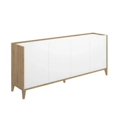Aparador Sky 4 puertas blanco/natural 77,5x180x39,2 cm